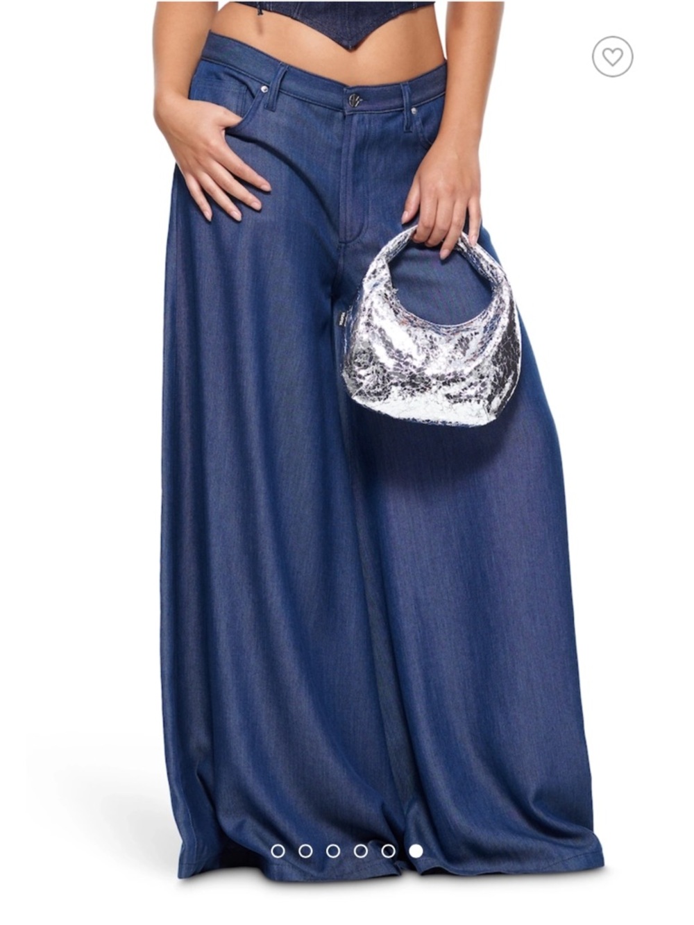 VIAVIA Uber Wide Leg Jeans Blue Cupro Luxury Low Rise Palazzo Italian Pants - Picture 6 of 16